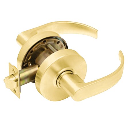 Grade 2 Passage Cylindrical Lock, Broadway Lever, Non-Keyed, Bright Brass Finish, Non-handed